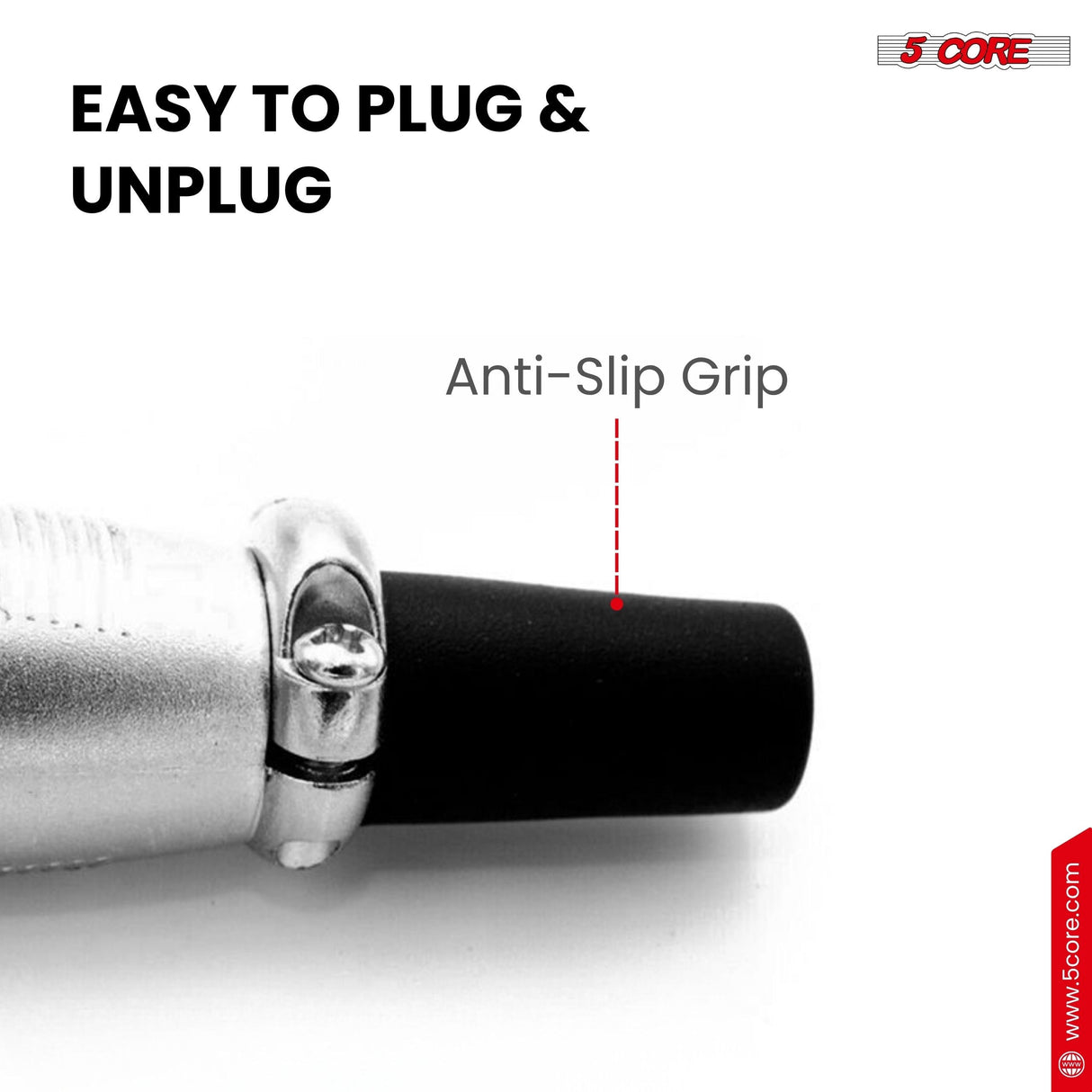 5Core XLR Connector Male Female to 1/4 Audio Jack 3 Pin Secure Mic Plug w Locking Ends