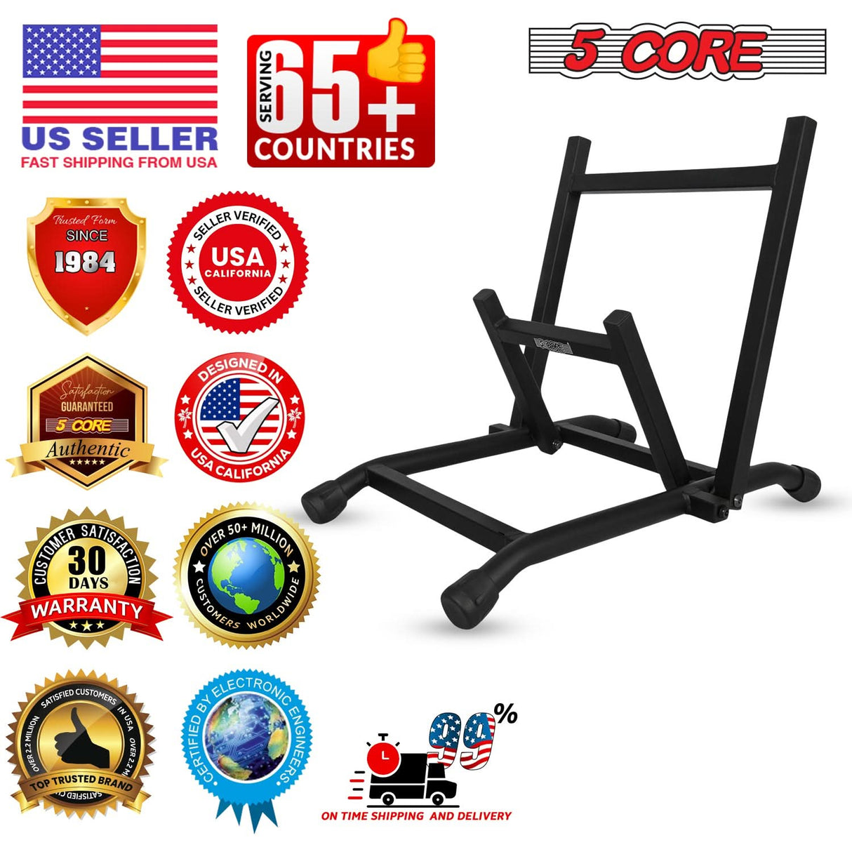 5 Core Amp Stand Heavy Duty Metal Build Adjustable Guitar amplifier Low Profile Folding Collapsible