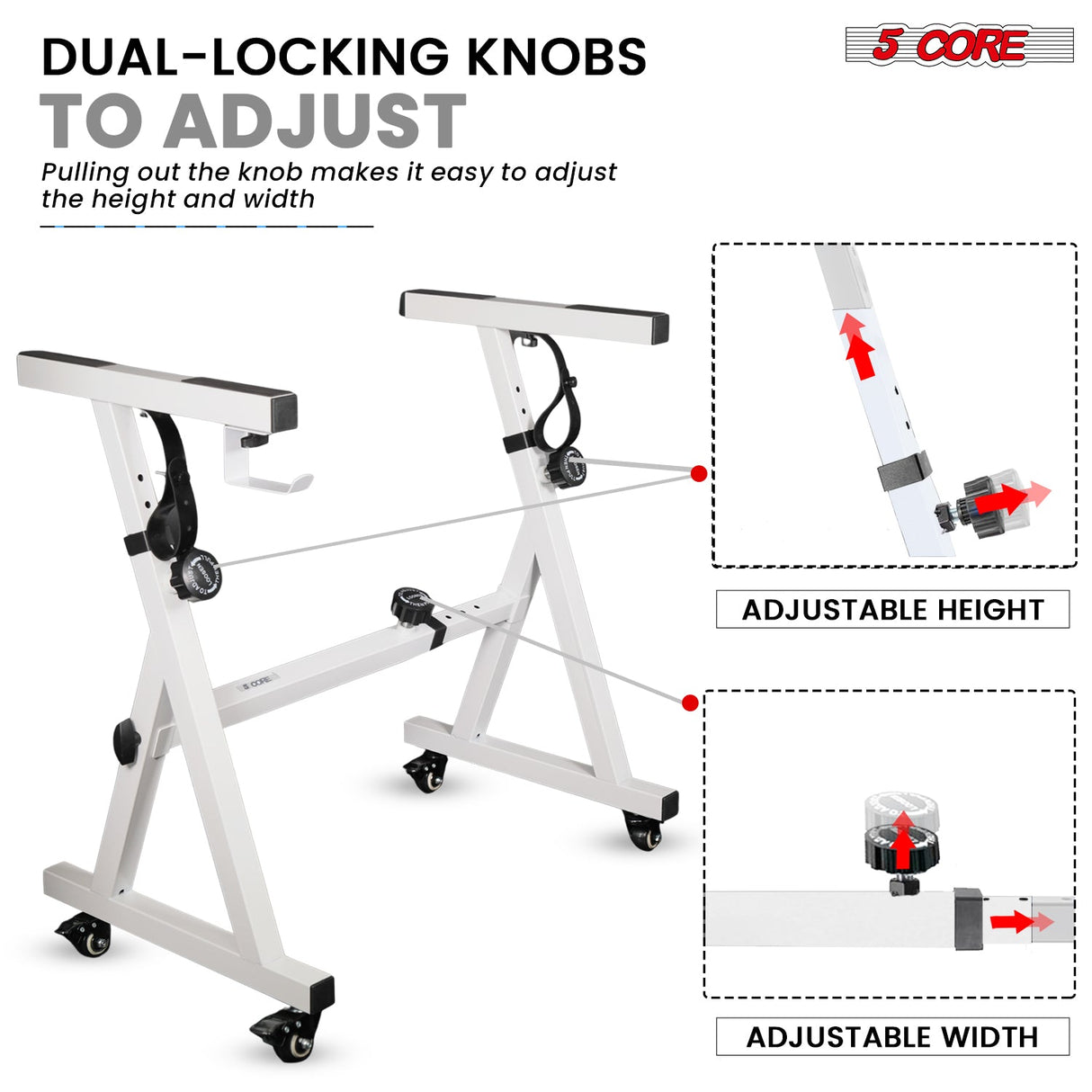 5Core Keyboard Stand Adjustable Height 36.5" Width 32.5” Z Style Electric Piano Riser 250Lb Capacity