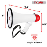 5 Core Megaphone 50W Bull Horn PA Speaker w 300M Range Loud Siren Voice Amplifier Portable