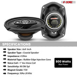 5Core 6x9 Car Speaker 4Pcs 800W 4Ohm 2 Way Coaxial Speaker Audio w Super Tweeter Fit for Vehicle