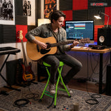 5Core Guitar Stool 3.15" Padded Chair w Backrest Foldable Music Seat Built in Foot Rest Guitar Stand