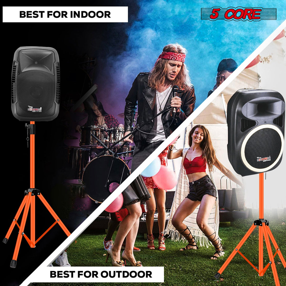 5 Core Speaker Stand Adjustable Tripod PA Speakers Holder 35mm Pole Mount