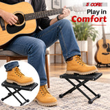 5Core Guitar Foot Stool Height Adjustable Folding Leg Rest Classical Footrest