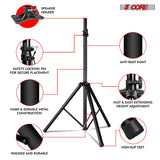 5 Core Speaker Stand Adjustable PA DJ Tripod Stands w 35mm Pole 132 Lbs Capacity