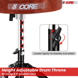 5 Core Drum Throne 3" Padded Drum Seat Height Adjustable Drumming Chair for Practice and Performance