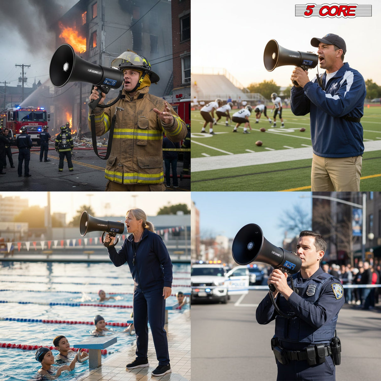 5 Core Megaphone 50W Bluetooth Rechargeable Bullhorn 1100 Yards Loud Siren for Soccer Baseball Coach