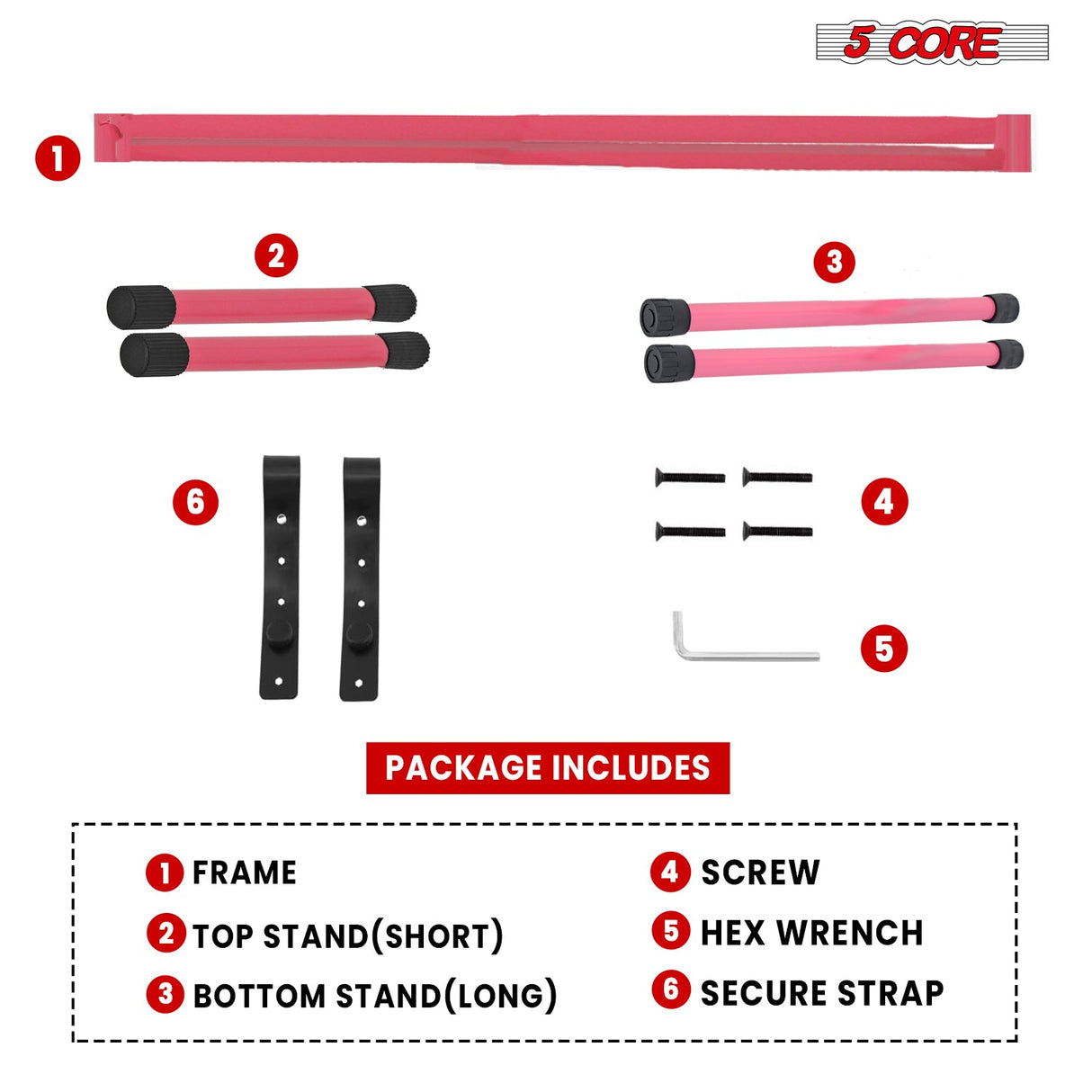 5Core Keyboard Stand Single X Style Adjustable Lift Piano Riser For 49 To 88 Keys PINK