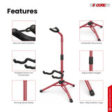 5 Core Guitar Stand Floor Adjustable Heavy Duty w Neck Holder for Acoustic Electric Classic Bass