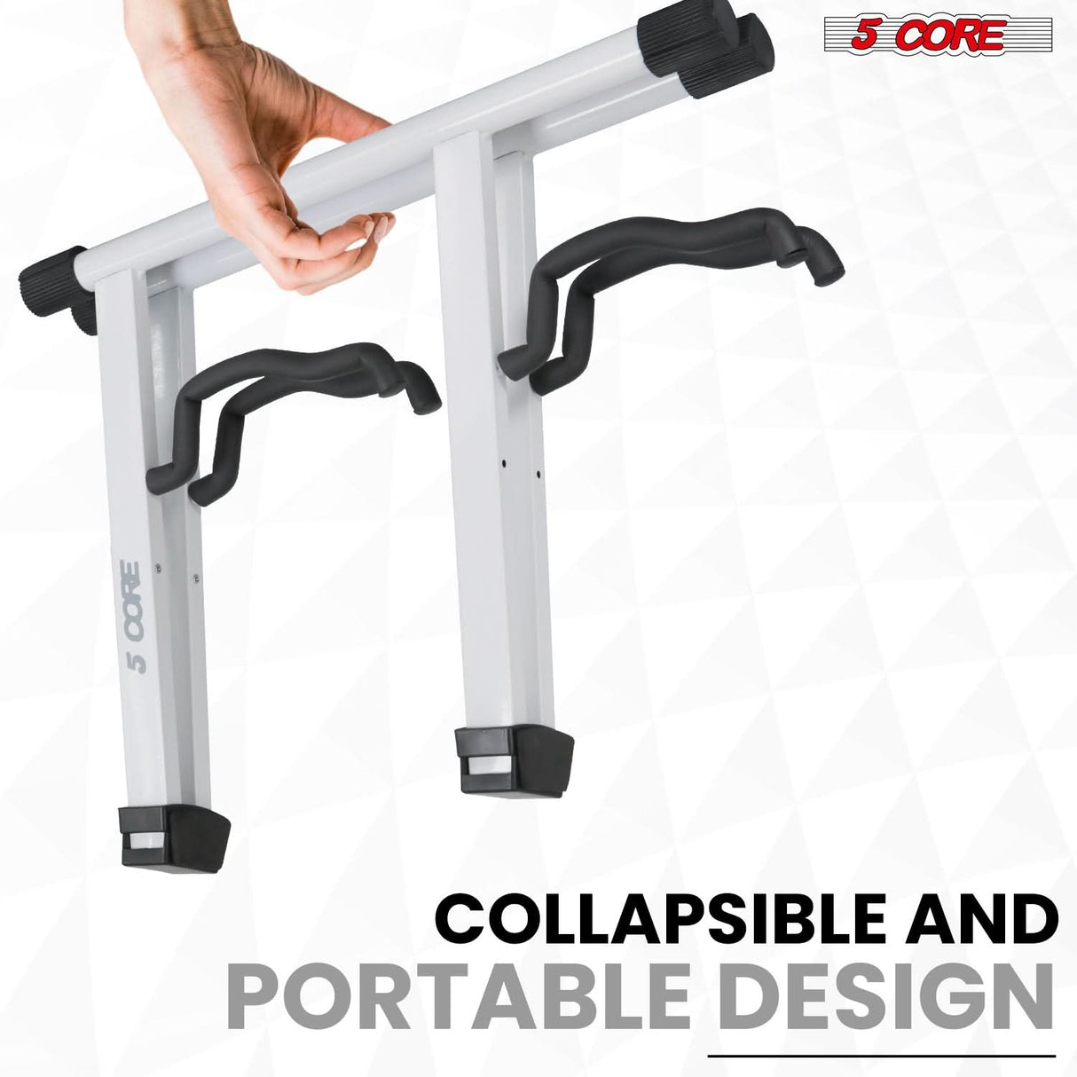 5 Core Double Guitar Stand A Frame Shape w Foam Arms Supports Acoustic Electric Bass Ukulele Banjo