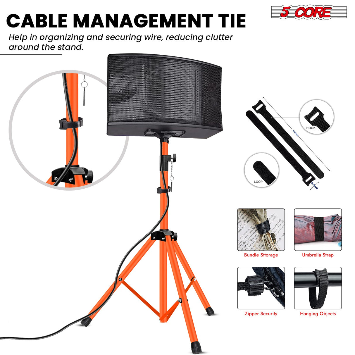 5 Core Speaker Stand Adjustable 31 to 54" PA DJ Tripod Stands Heavy Duty w 35mm Insert 132 Lbs