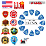 5 Core Guitar Picks 12 Piece Celluloid Light Medium Heavy Extra Heavy for Acoustic Electric Guitars