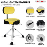 5 Core Drum Throne 4" Padded Seat w Backrest Airlift Adjustable Chair Ergonomic Drummer Stool