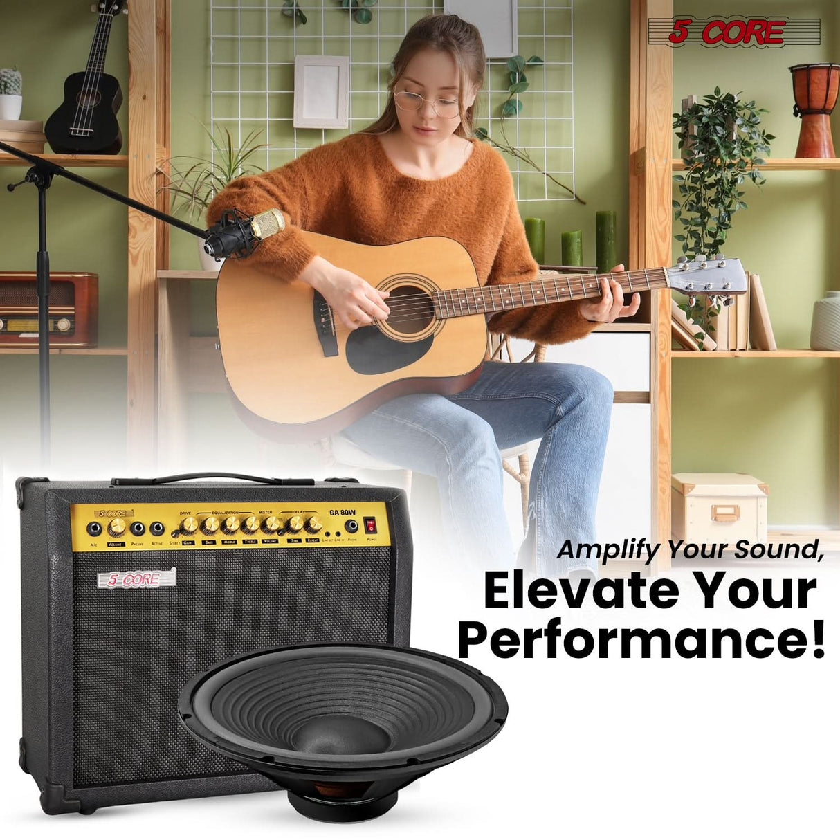 5 Core 15 Inch Guitar Speaker Replacement 450W 4 Ohm Low Distortion for Electric Guitar Amp Cabinet