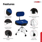 5 Core Drum Throne w Backrest 4" Padded Stool Airlift Adjustable Drummer Chair