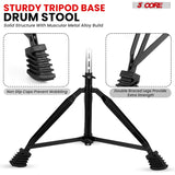5 Core Drum Throne 3" Padded Drum Seat Height Adjustable Drumming Chair for Practice and Performance