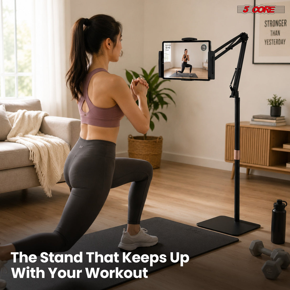 5 Core Tablet Floor Stand 360° Rotatable Adjustable Overhead Universal Bed Phone iPad Stand