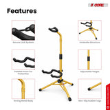 5 Core Guitar Stand Floor Adjustable Heavy Duty w Neck Holder for Acoustic Electric Classic Bass