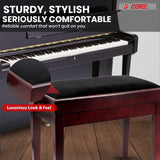 5 Core Adjustable Piano Bench Thick 3.25" Solid Wood Keyboard Stool Heavy Duty Musician Chair