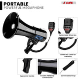 5 Core Megaphone 50W Bluetooth Rechargeable Bullhorn 1100 Yards Loud Siren for Soccer Baseball Coach
