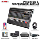 5 Core Audio Mixer 12 Channel DJ Soundboard USB Interface Bluetooth Mixing Console w 99 DSP Effect