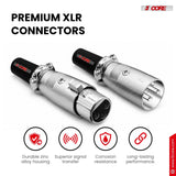 5Core XLR Connector Male Female to 1/4 Audio Jack 3 Pin Secure Mic Plug w Locking Ends