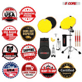 5 Core Drum Practice Pad Set 12" Snare Drumming Stand 2 Sided Drummer Kit