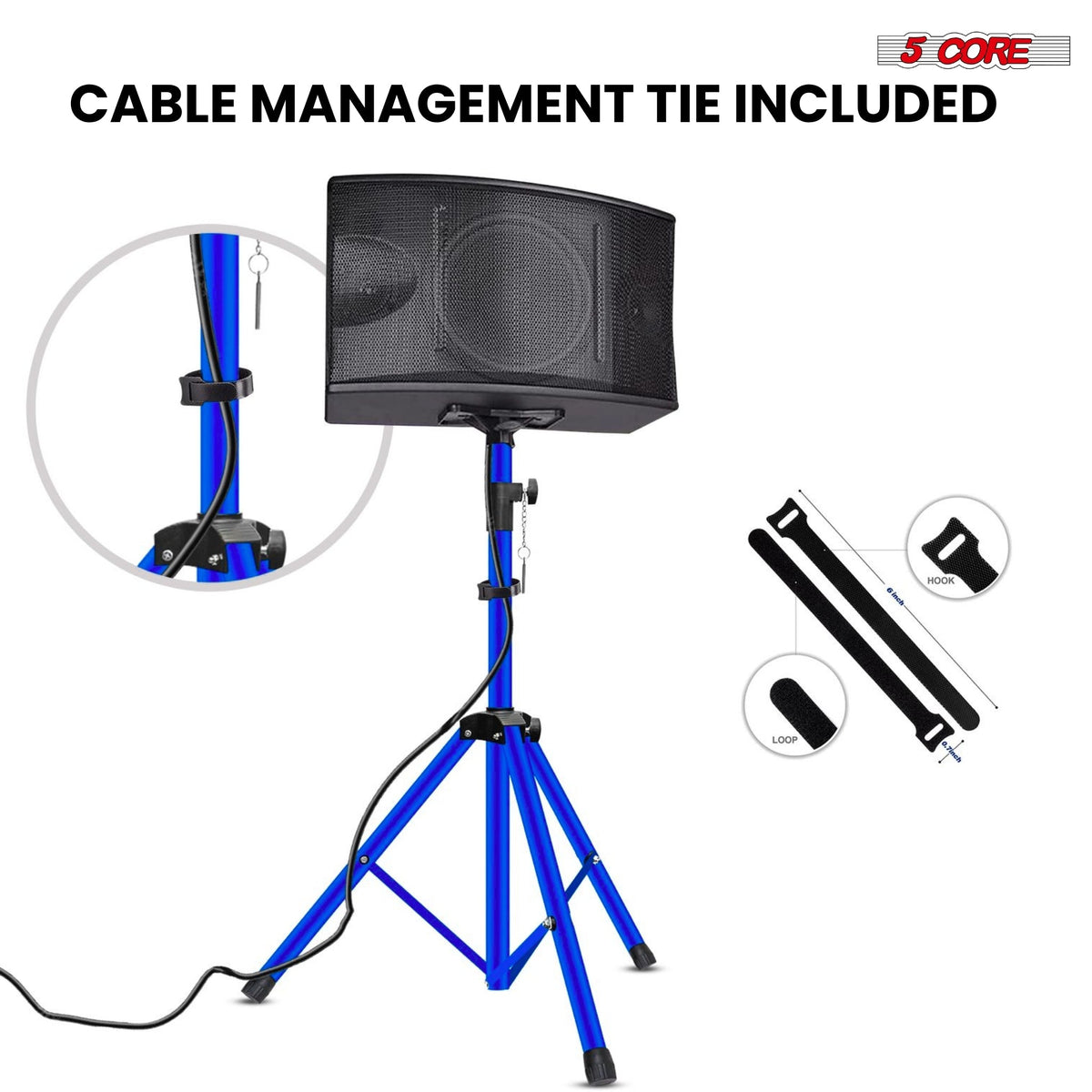 5 Core Speaker Stand Tripod Pair Adjustable PA DJ Universal Pole Mount