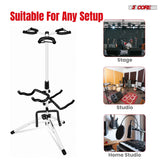5 Core Triple Guitar Stand Floor w Foam Arms for Acoustic Electric Guitars