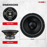 5 Core 8 Inch Car Woofer Audio 1000W 4Ohm Deep Bass Sub Woofer Loud Speaker