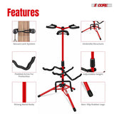 5CORE Triple Guitar Stand Floor Adjustbale for Acoustic/ Electric/ Bass/ Banjo