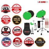 5 Core Drum Practice Pad Set 12" Snare Drumming Stand 2 Sided Drummer Kit