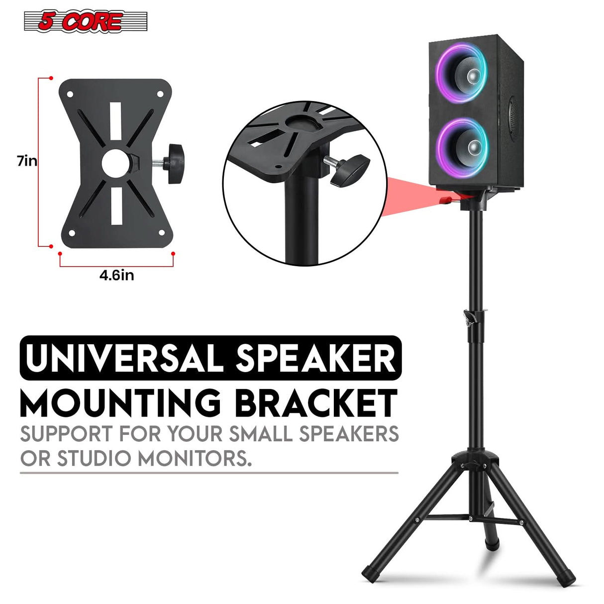 5 Core Speaker Stand Height Adjustable 36" Heavy Duty PA DJ Tripod Studio Monitor Stands