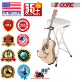 5Core Guitar Stool 3.15" Padded Chair Foldable Heavy Duty Music Seat Built in Foot Rest Guitar Stand