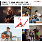 5 Core Guitar Capo Pair Quick Change Acoustic Electric String Clip Banjo Mandolin Or Ukulele Red