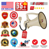5Core Megaphone Bullhorn Speaker 100W Bull Horn Cheer Megafono 2000 Yards Range Loudspeaker W Siren