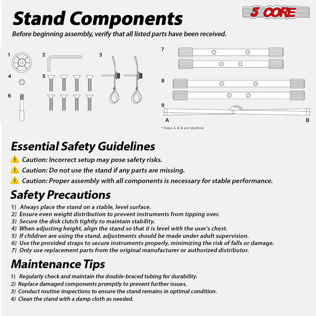 5 Core Keyboard Stand Dual X Shape Adjustable Foldable Portable Key Board DJ Controller Stands