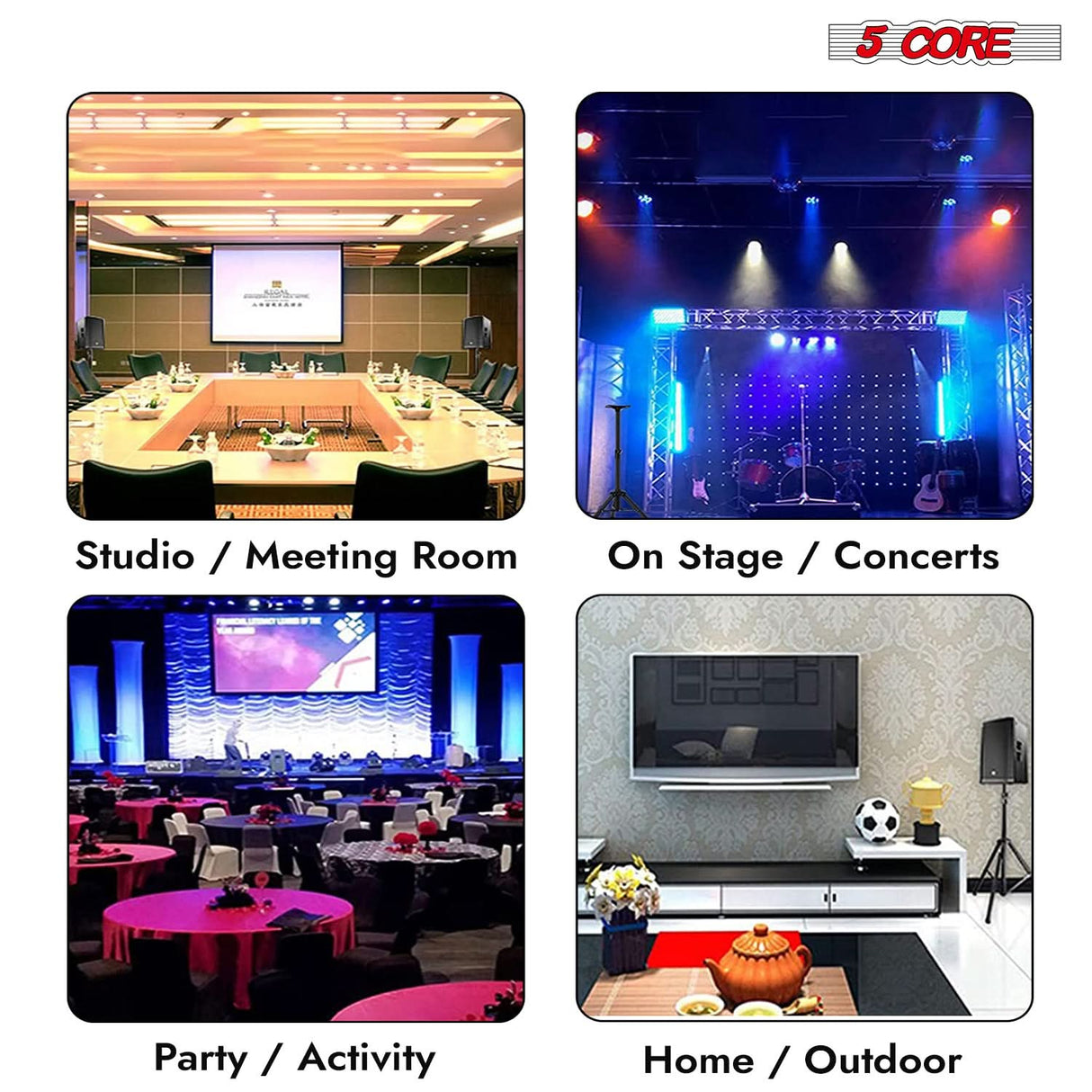 5 Core Speaker Stand Adjustable 31 to 54" PA DJ Tripod Stands Heavy Duty w 35mm Insert 132 Lbs