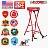 5Core Guitar Stool 3.15" Padded Chair Foldable Heavy Duty Music Seat Built in Foot Rest Guitar Stand
