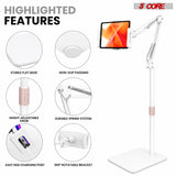 5 Core Tablet Floor Stand 360° Rotatable Adjustable Overhead Universal Bed Phone iPad Stand
