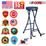 5Core Guitar Stool 3.15" Padded Chair Foldable Heavy Duty Music Seat Built in Foot Rest Guitar Stand