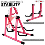 5 Core Double Guitar Stand A Frame Shape w Foam Arms Supports Acoustic Electric Bass Ukulele Banjo