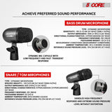 5 Core Conga Mic Snare Tom Microphone Drum Kit Condenser XLR Instrument Mics