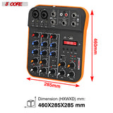 5Core Audio Mixer 4 Channel DJ Soundboard USB Interface Bluetooth Mixing Console w Repeat Delay +48V