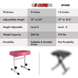 5 Core Keyboard Bench 3" Padded Cushioned Piano Stool Height Adjustable Guitar Seat Folding Portable