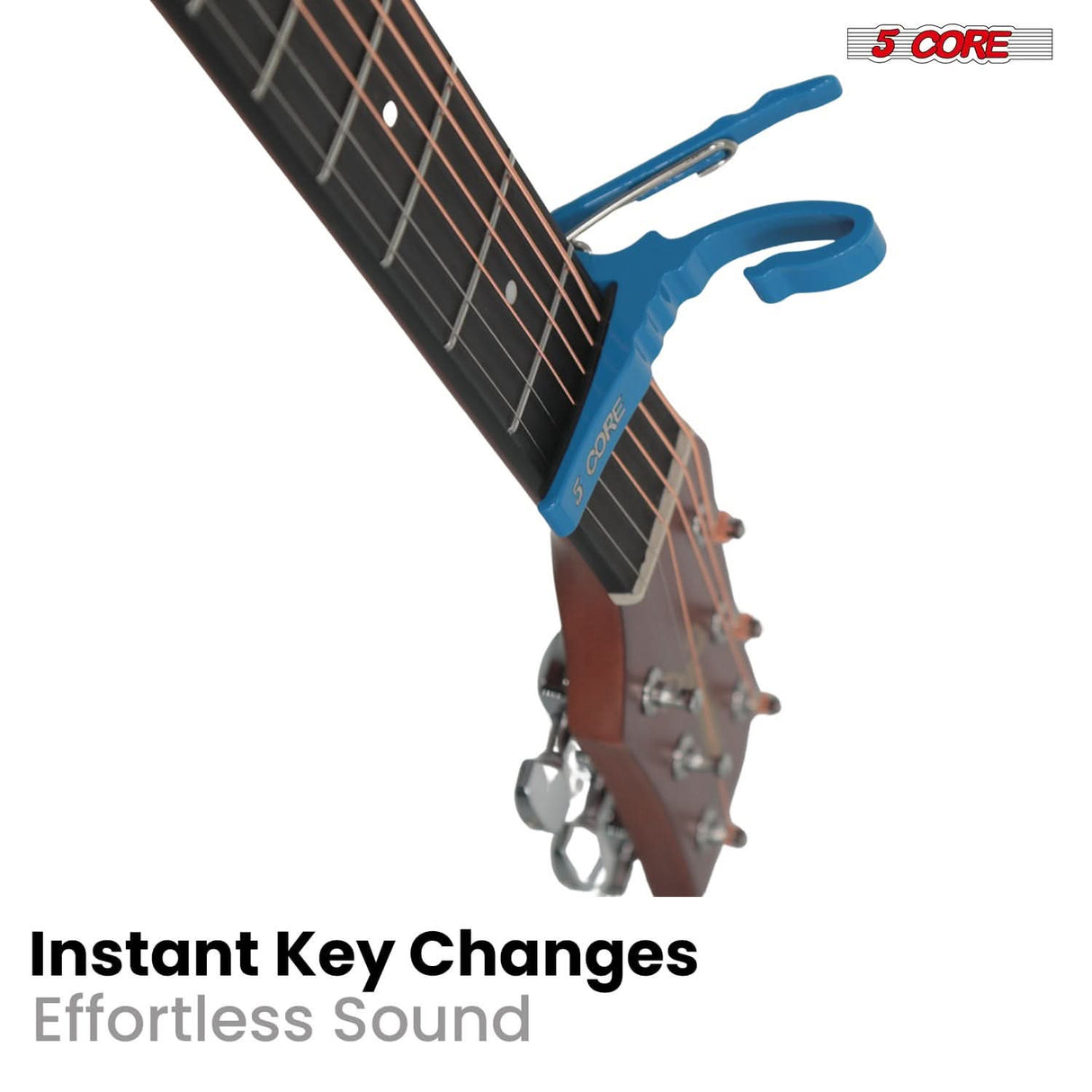 5 Core Guitar Capo Pair Quick Change Acoustic Electric String Clip Banjo Mandolin Or Ukulele Blue