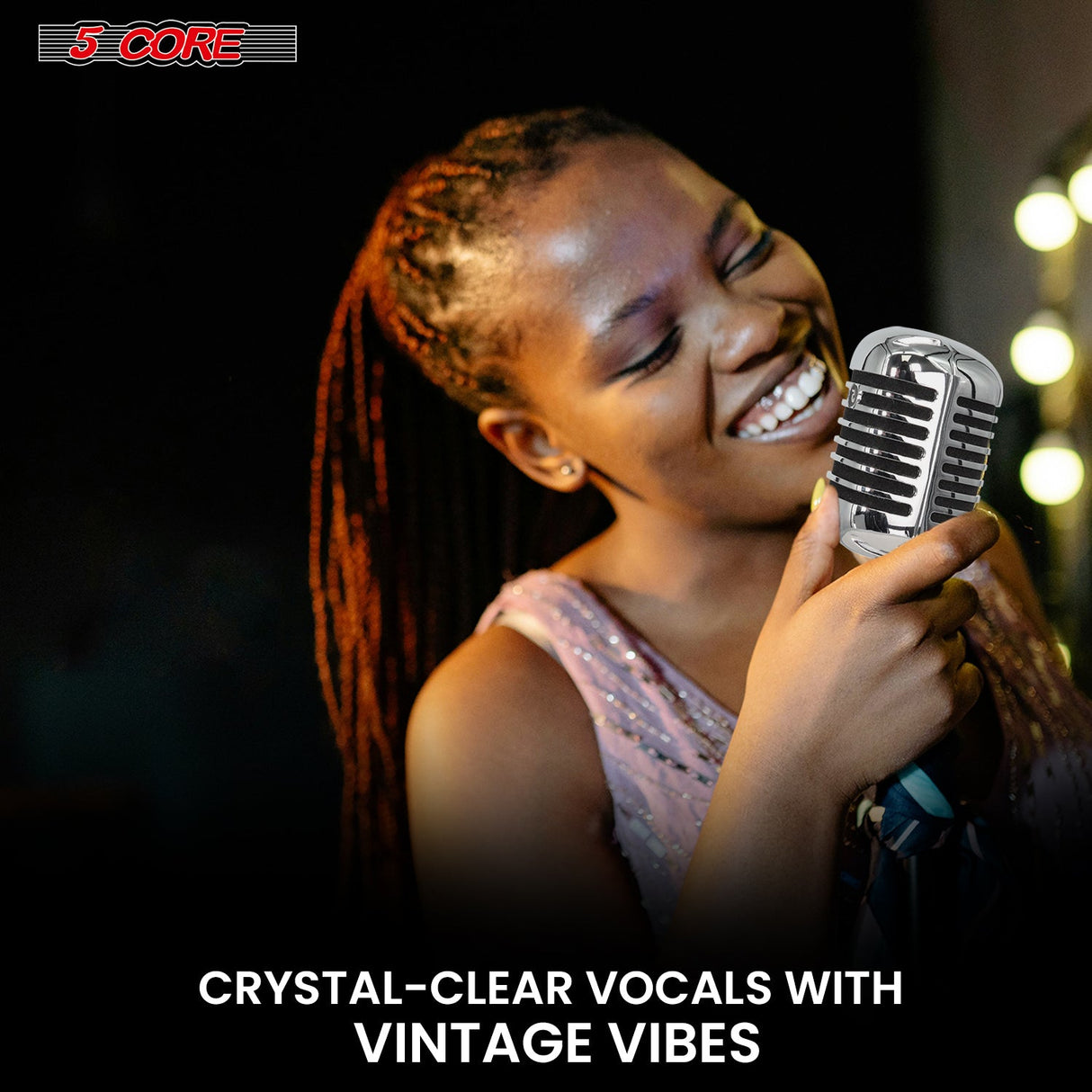 5Core Vintage Microphone Classic Dynamic Professional XLR Studio Retro Style Mic BLACK