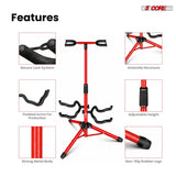 5 Core Guitar Stand Adjustable Double Guitars Stands Floor w Neck Holder for Acoustic Electric Bass