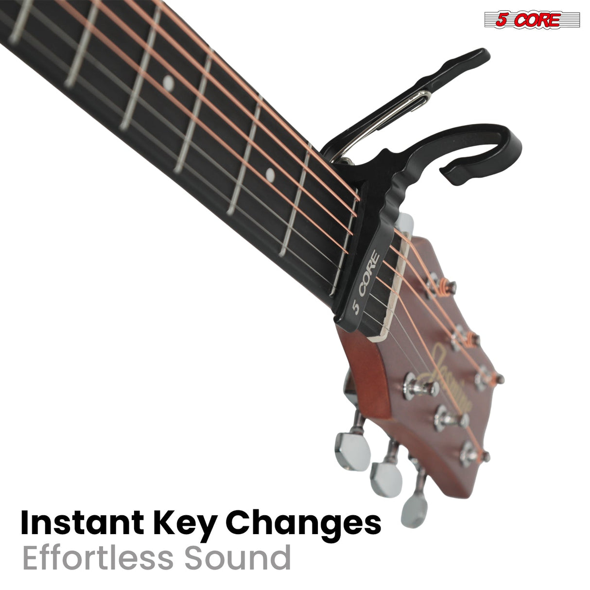 5 Core Guitar Capo Pair Quick Change Acoustic Electric String Clip Banjo Mandolin Or Ukulele Black