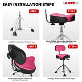5 Core Drum Throne w Backrest 4" Padded Stool Airlift 25" Adjustable Drummer Stool 441Lb Capacity